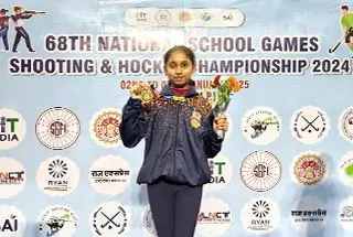 Ovi Pawar of Spartan Podar Learn School - Shirur secured the gold medal in the National Rifle Shooting Competition held in Bhopal, Madhya Pradesh.