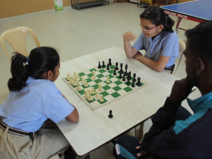 students participating in basketball at podar education school